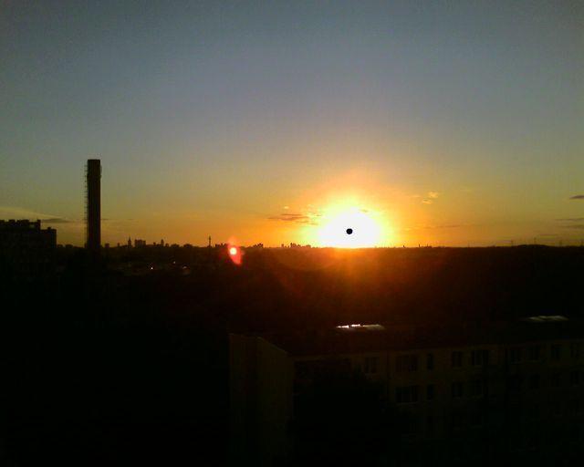 zachód słońca, widok z okna, marysin wawerski