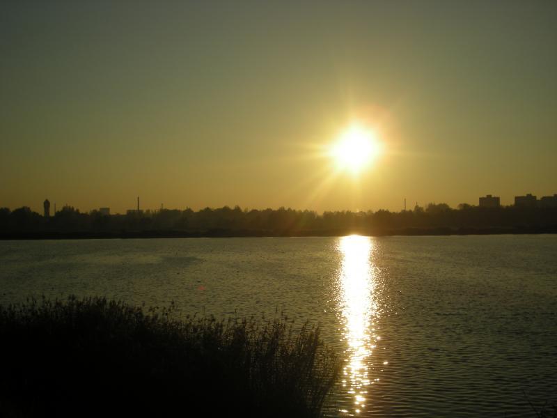 zachód słońca, staw hubertus