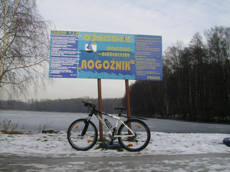 zima, stawik, rogol, rower, osrodek