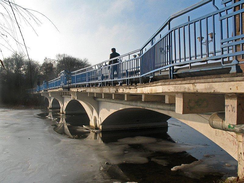 jezioro, most, zima, ełk