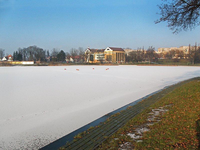jezioro, śnieg, zima
