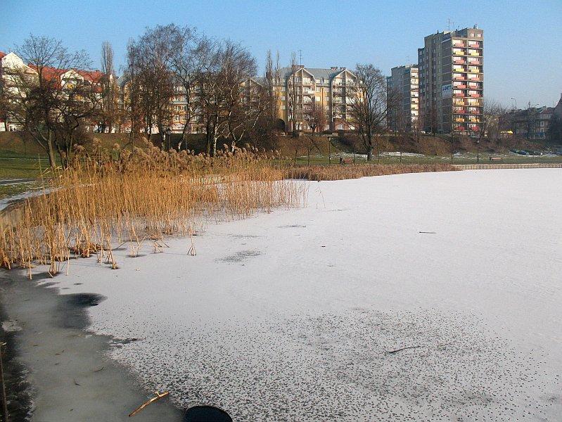 jezioro, śnieg, zima