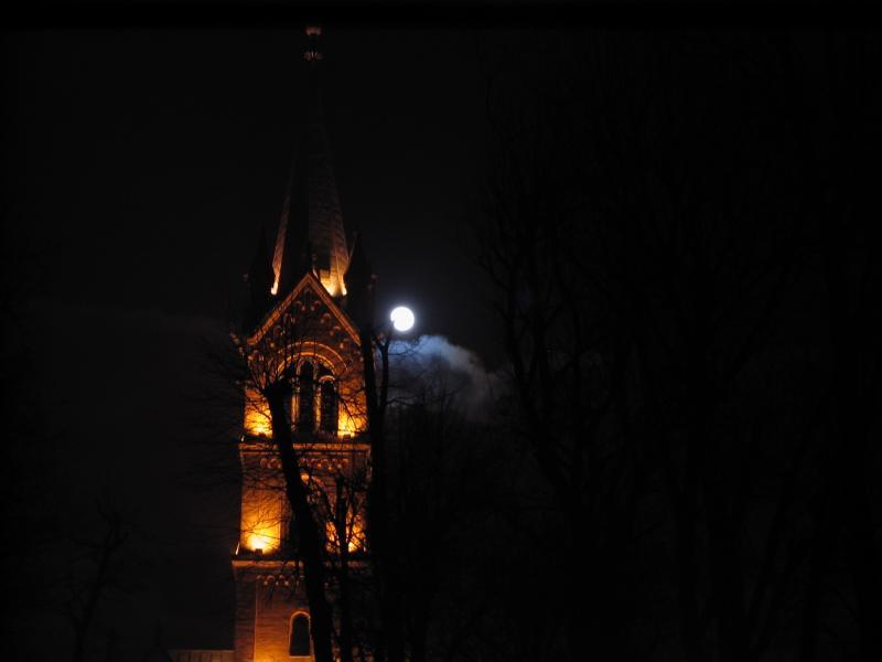 kościół, noc, zabrze, św anna