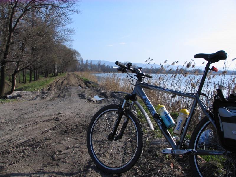 jezioro, góry, rower