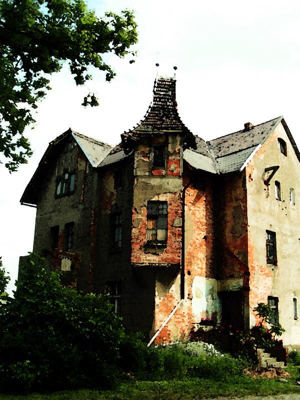 stary dom, akwarela, kryniczno