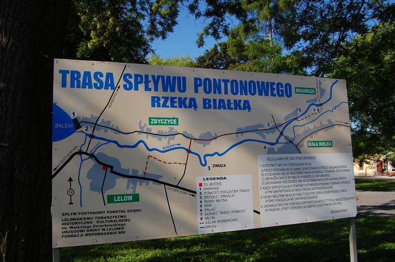 Lelów - Trasa spływu pontonowego rzeką białką