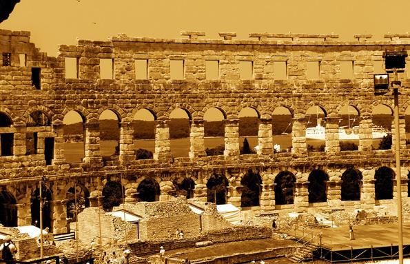 amfiteatr, istria, chorwacja, pula, sepia