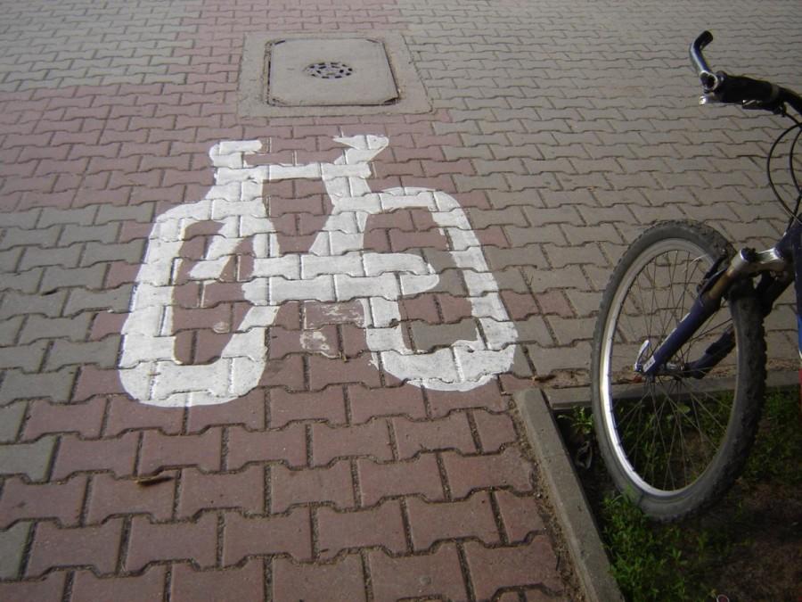 Oznakowanie ścieżki rowerowej.