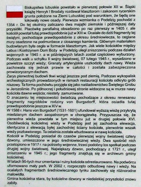 Tablica informacyjna przy kościele w Podelzig