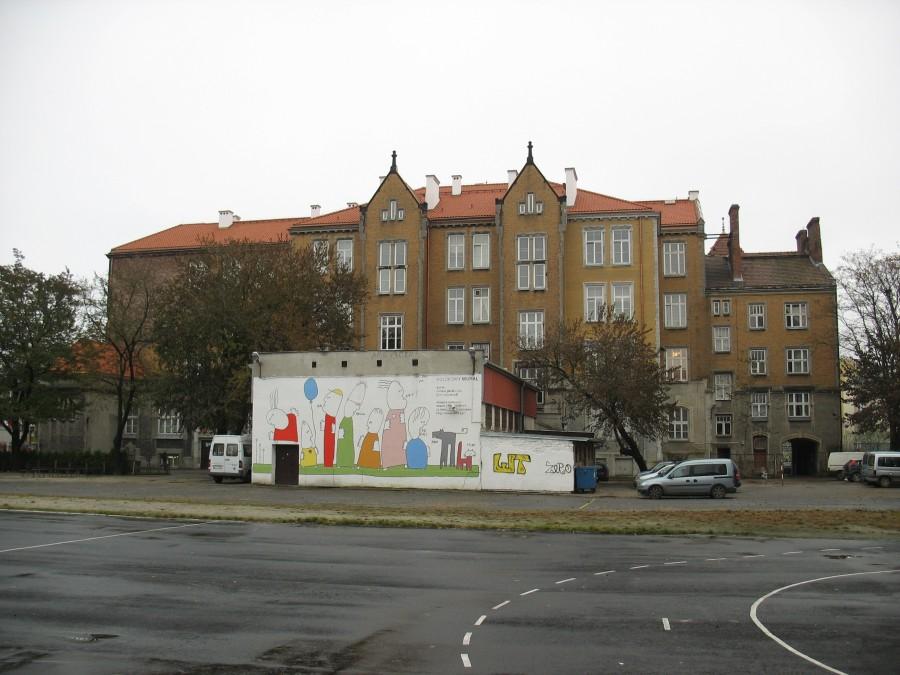 Szkoła "Pod Mądrą Sową" - widok z boiska szkolnego