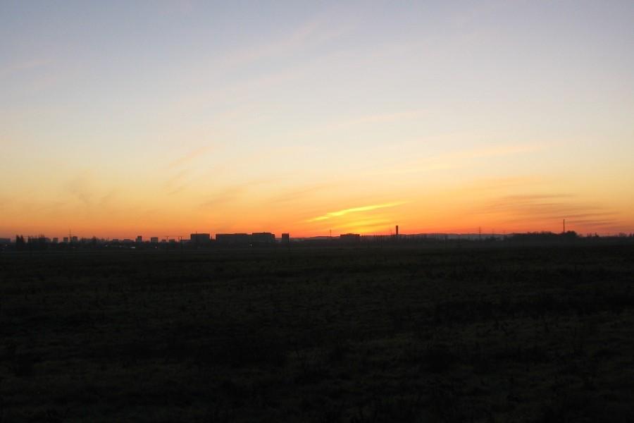 Wschód słońca nad Szczecinem