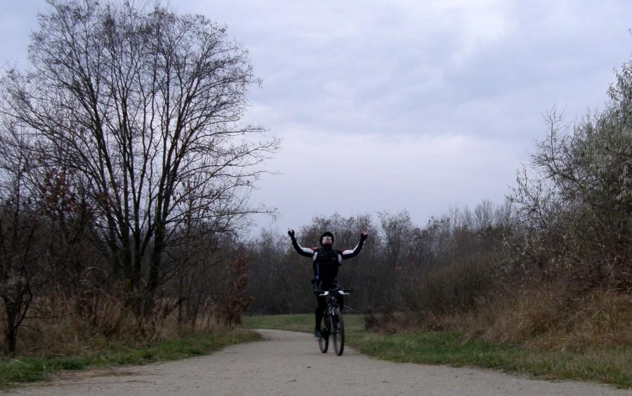 Radość bikera z przejechania 10000 km w 2009 :)
