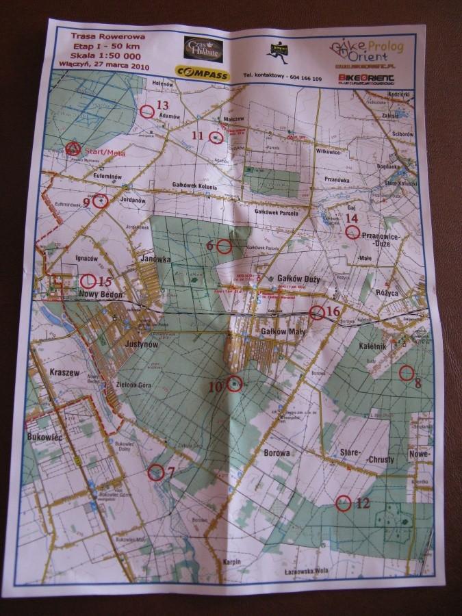 Mapa trasy na Bikeorient Prolog