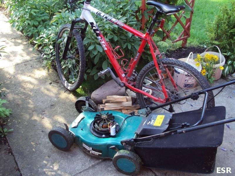 Szczęśliwa para "rower & kosiara"