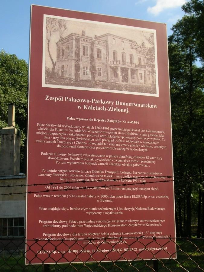 tablica przed pałacem Donnersmarcków