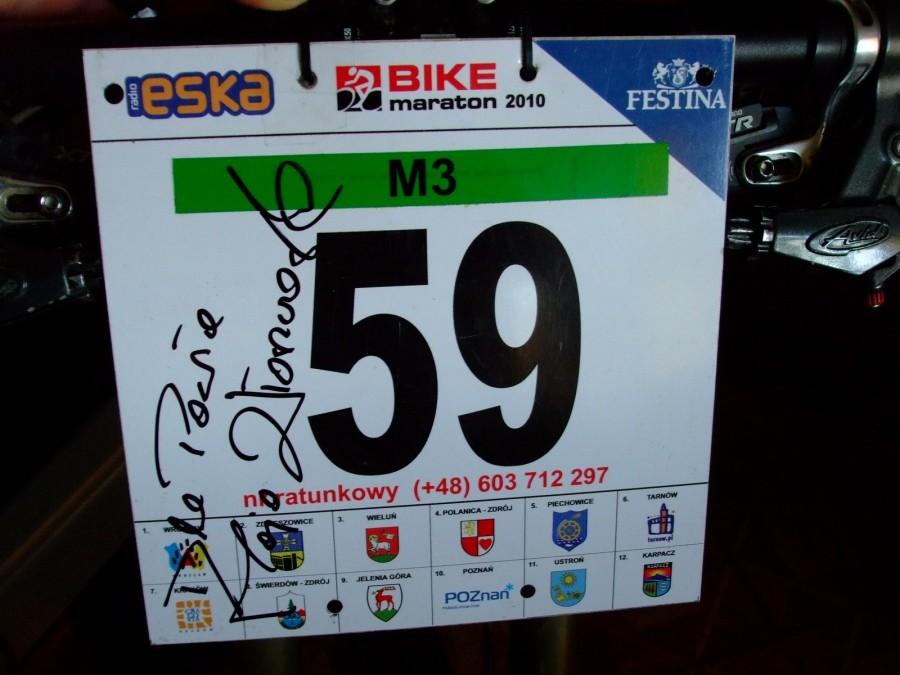 Autograf na numerze startowym od Mai Włoszczowskiej na Bike Maraton 2010