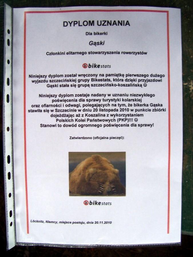 Dyplom uznania od Misiacza dla Karoliny (Gąski).