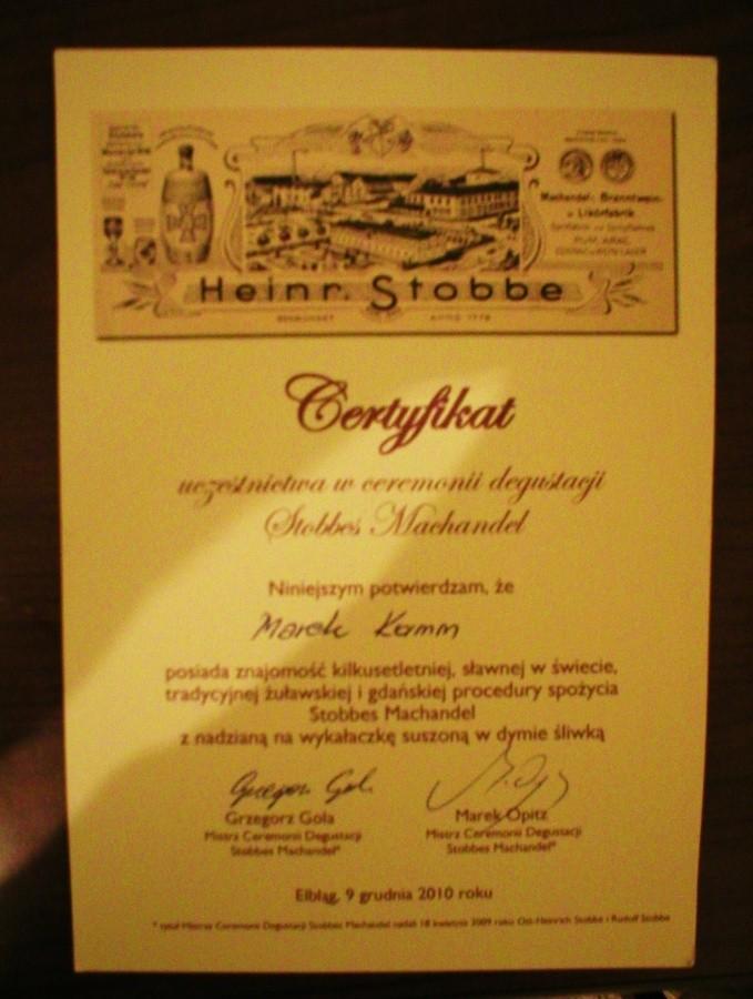 STOBBES MACHANDEL W ŻOŁĄDKU, CERTYFIKAT W KIESZENI :-)