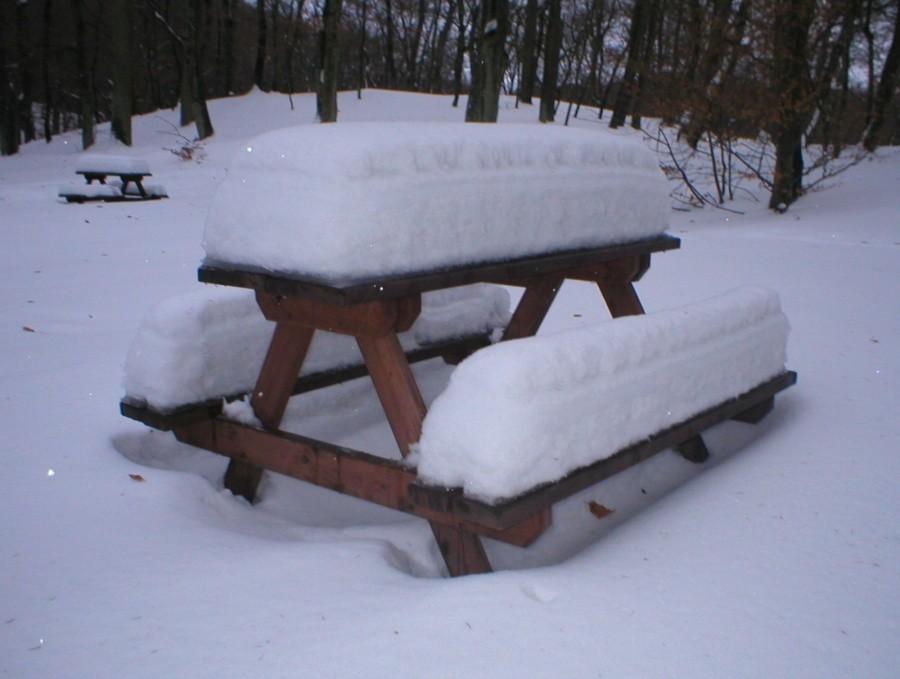 SUTO ZAŚNIEŻONY STÓŁ i ŁAWY :-)