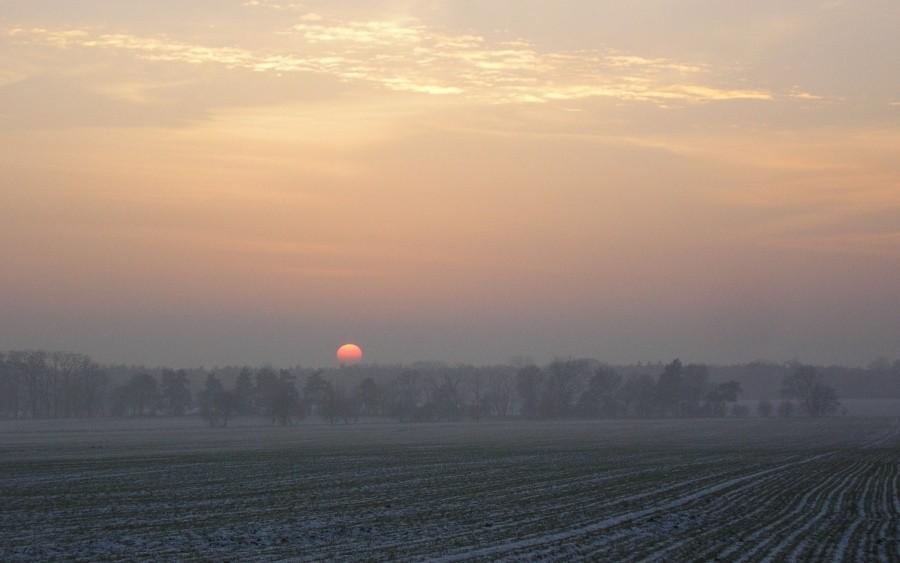 Styczniowy zachód słońca w Wielkopolsce