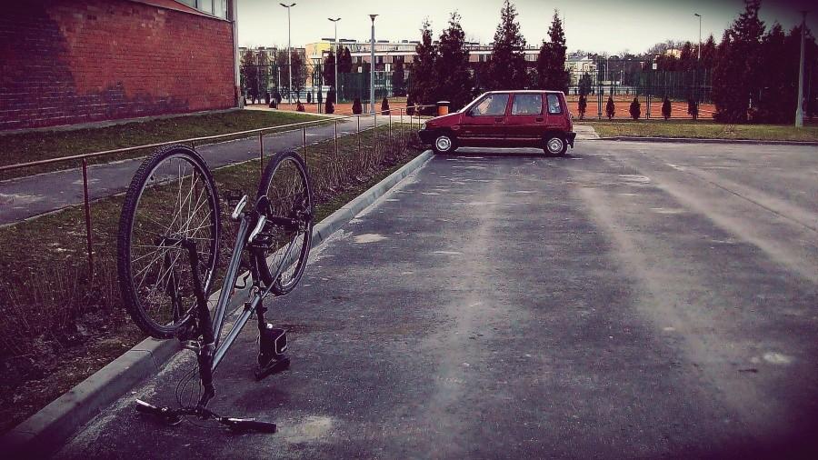 Postój koło MOSiRu na zmianę dętki