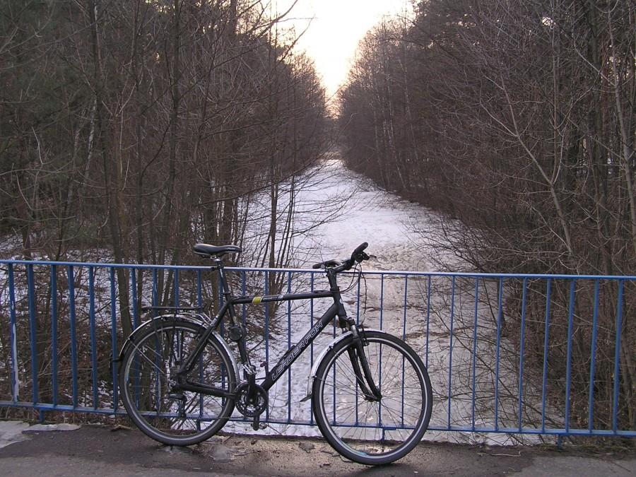 Myślęciskie stawy i strugi jeszcze skute lodem