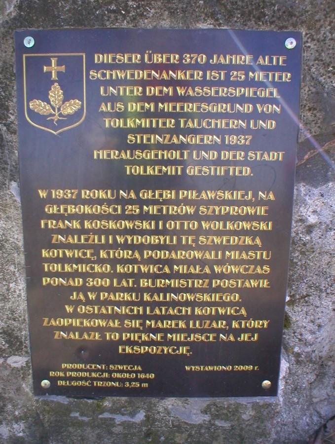 TOLKMICKO-TREŚĆ TABLICY NA OBELISKU