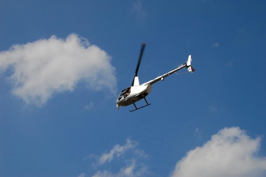 Helikopter nagrywający zawody Mazovia MTB