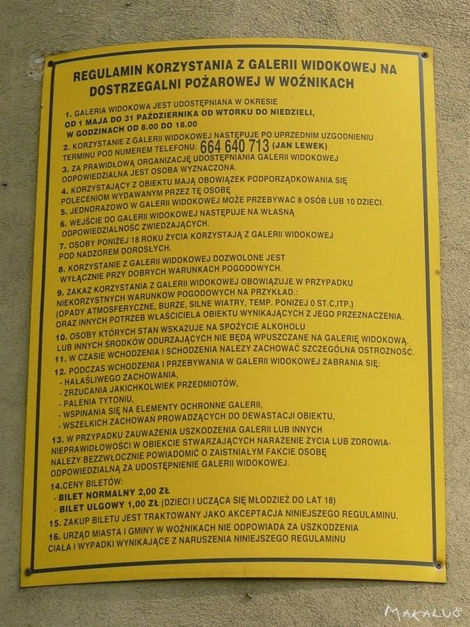 Regulamin wieży na Coglowej Górze