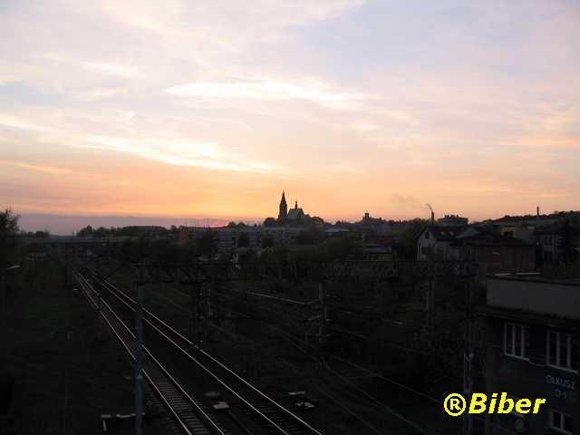Panorama Olkusza o zoachodzie słońca