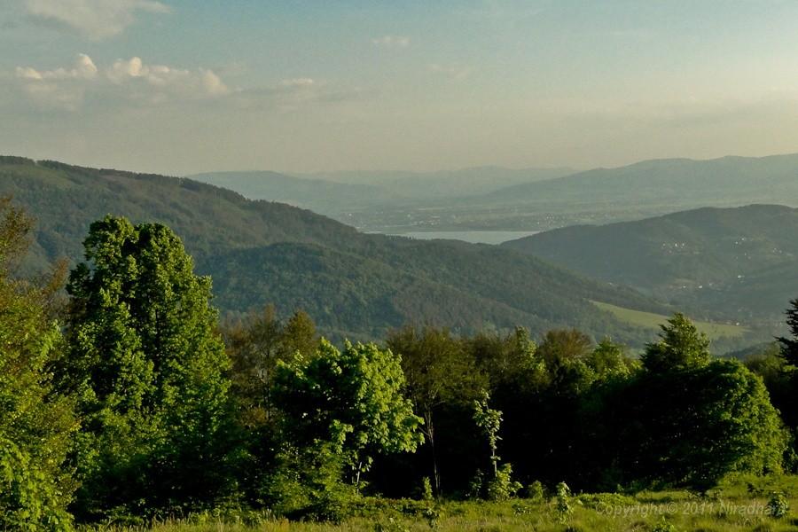 w dali Jezioro Żywieckie
