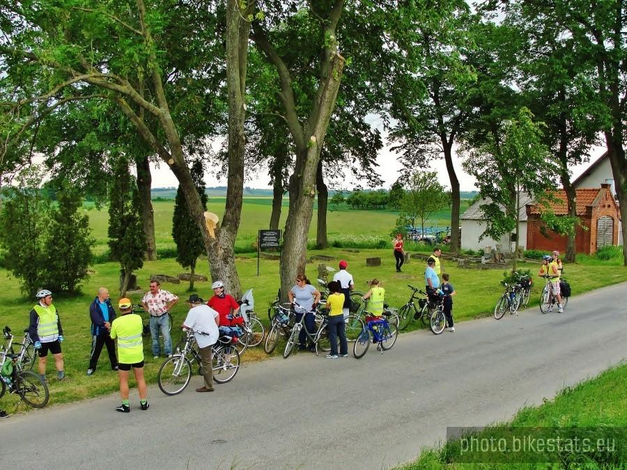 Postój naszej grupy przy cmentarzu mennonickim.