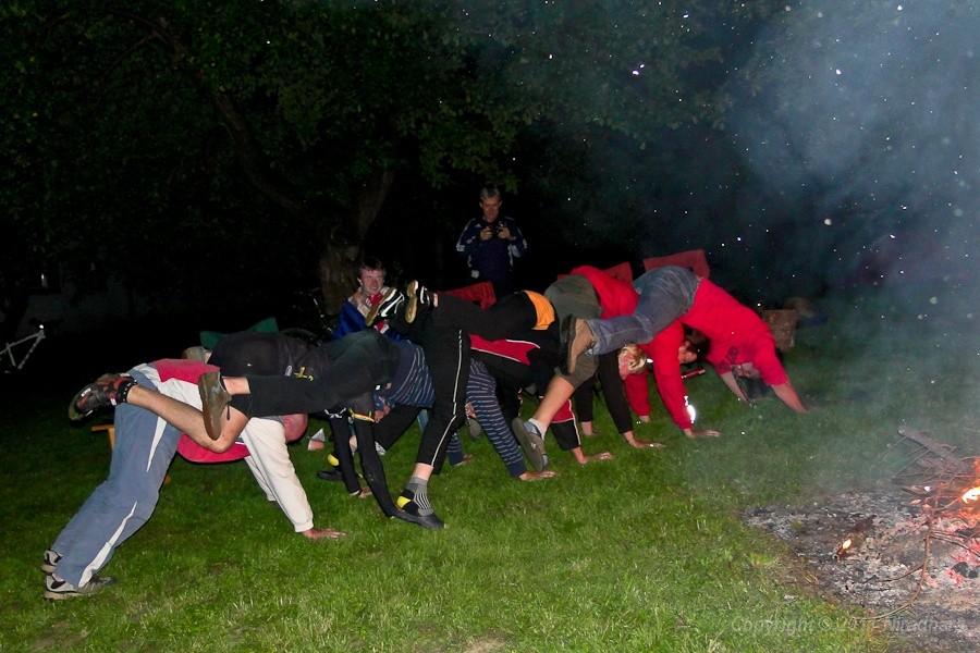 stonoga okrąża ognisko