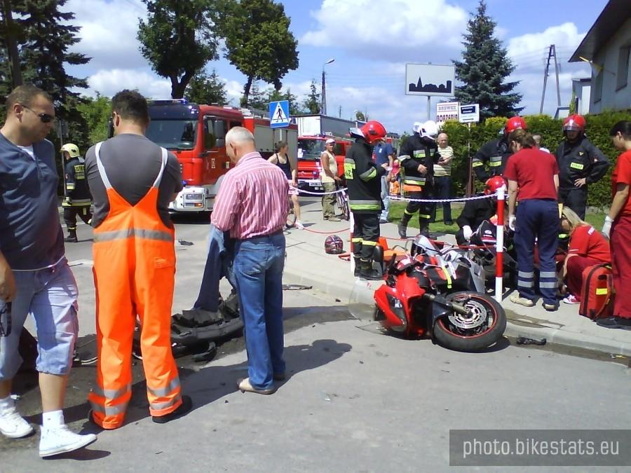 Wzpadek Motocyklisty z Samochodem