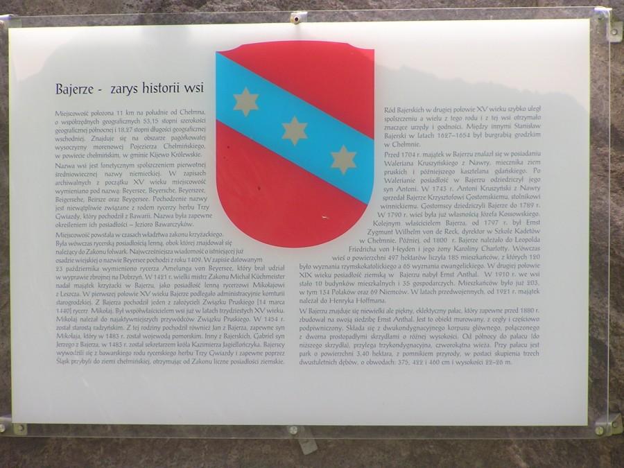 Historia wsi Bajerze umeiszczono na kamieniu