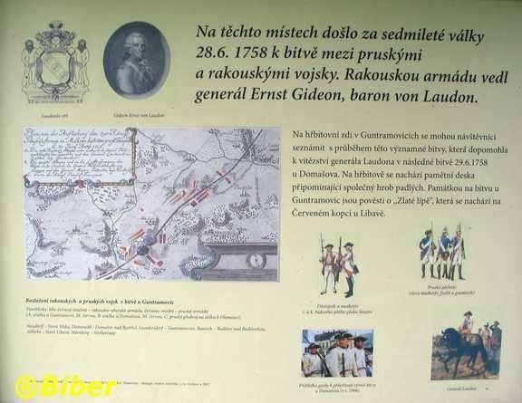 Tablica w miejscu bitwy w Guntramovice, Czechy