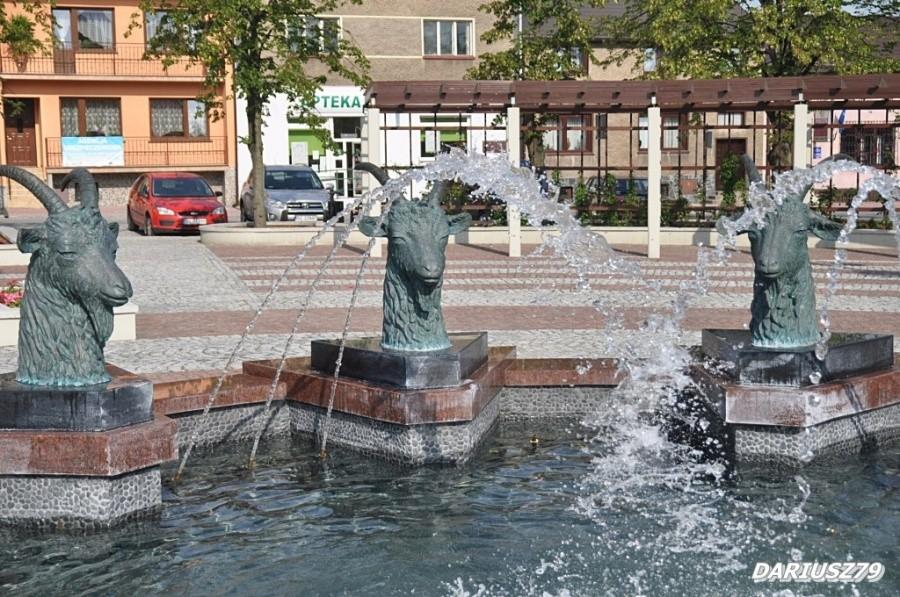 Koziegłowy i na rynku fontanna