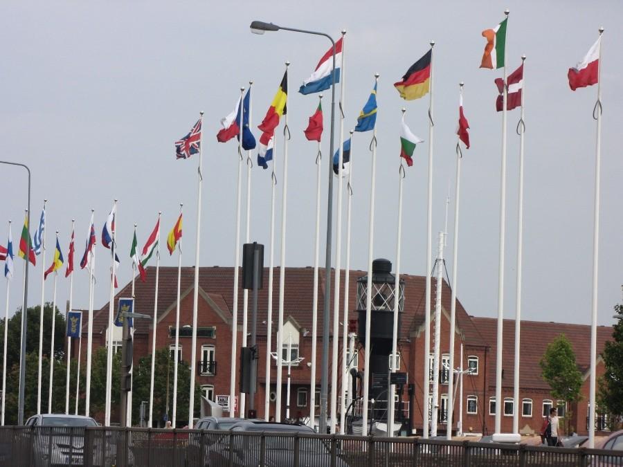 Flags on Hull Marina