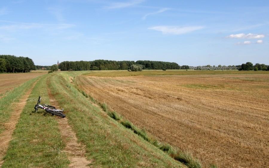 Jazda po nadwarciańskim wale. W sumie 12 km przejechałem tędy