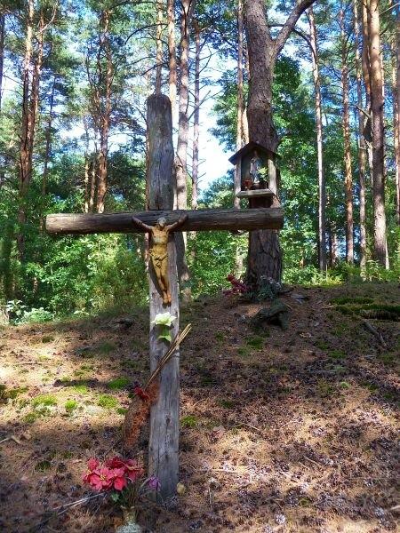 Krzyż w środku lasu