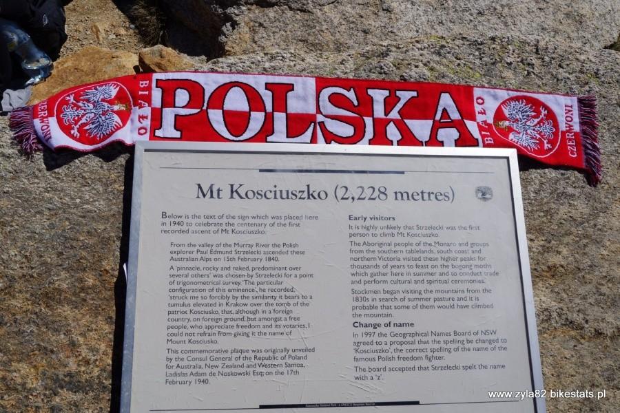 Tablica pamiątkowa na szczycie