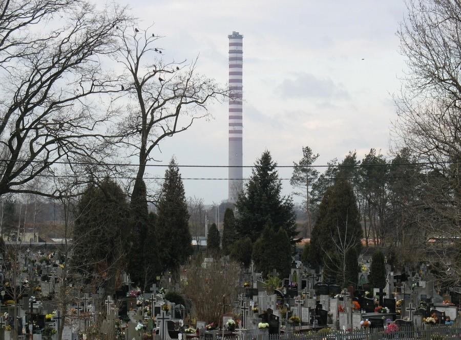 Widok na cmentarz żbikowski