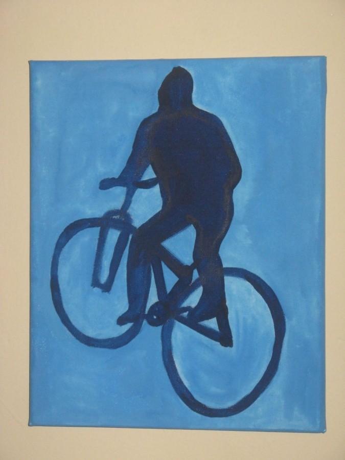 Akwarela niebieski biker