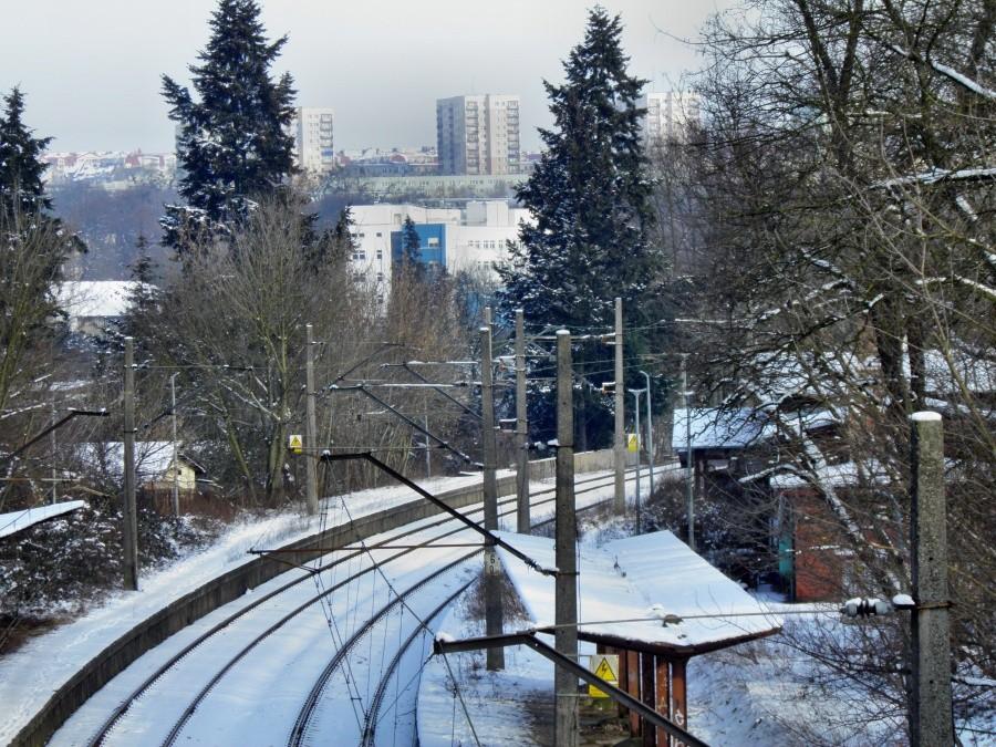Widok z wiaduktu przy Al. Wojska Polskiego.