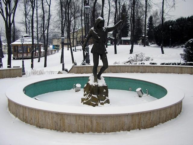 Górnik w fontannie