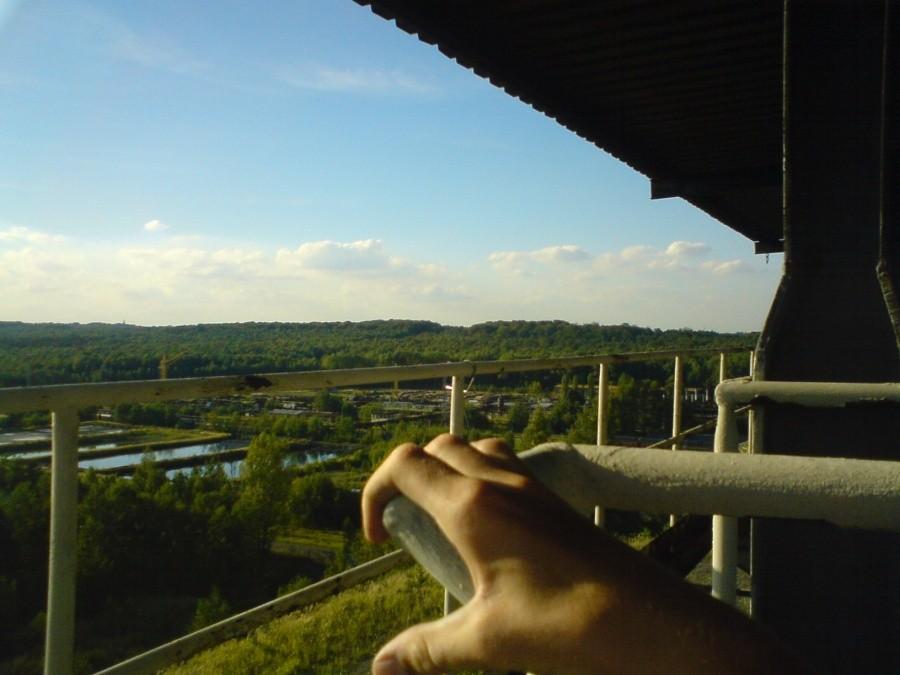 Widok ze starej konstrukcji na Katowice