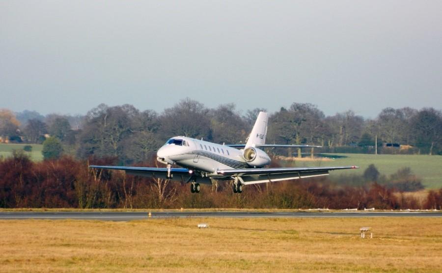 Private jet takeoff