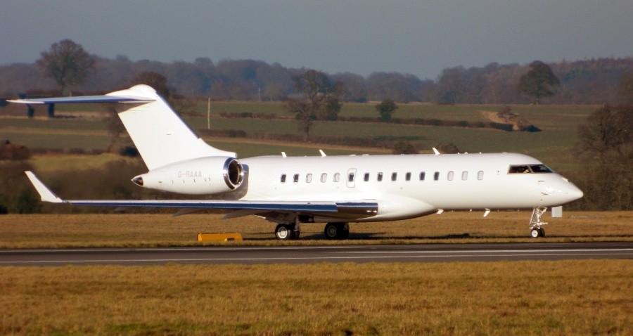 Private jet ready for takeoff