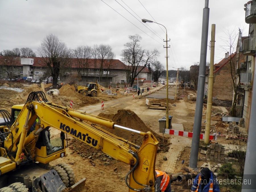 Obrazek z przebudowy ulicy Arkońskiej - stan na dzień 15 marca 12 r. okolice szpitala.