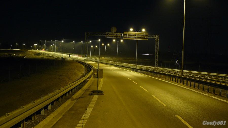 Zjazd z A1 na rondo - węzeł Wieszowa.